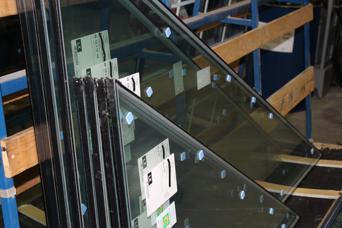 photo of glass shapes in a warehouse
